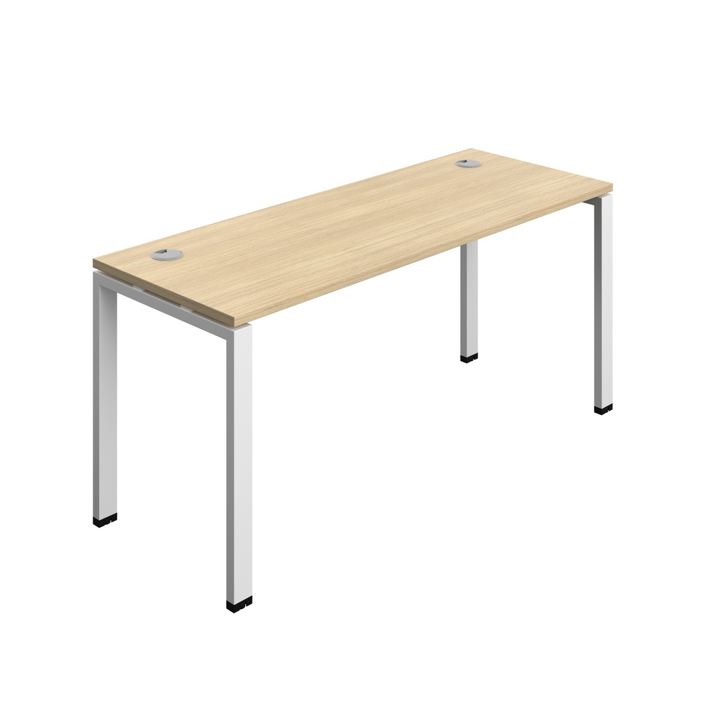 Synergy Bench With Cable Ports: 1 Person (Fsc) | Goal Post Leg | 1600 X 600 | Nova Oak/White