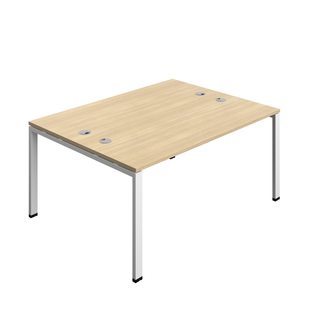 Synergy|2P Bench Desk|Cable Ports|Goal Post|1600X600|Nova Oak-White