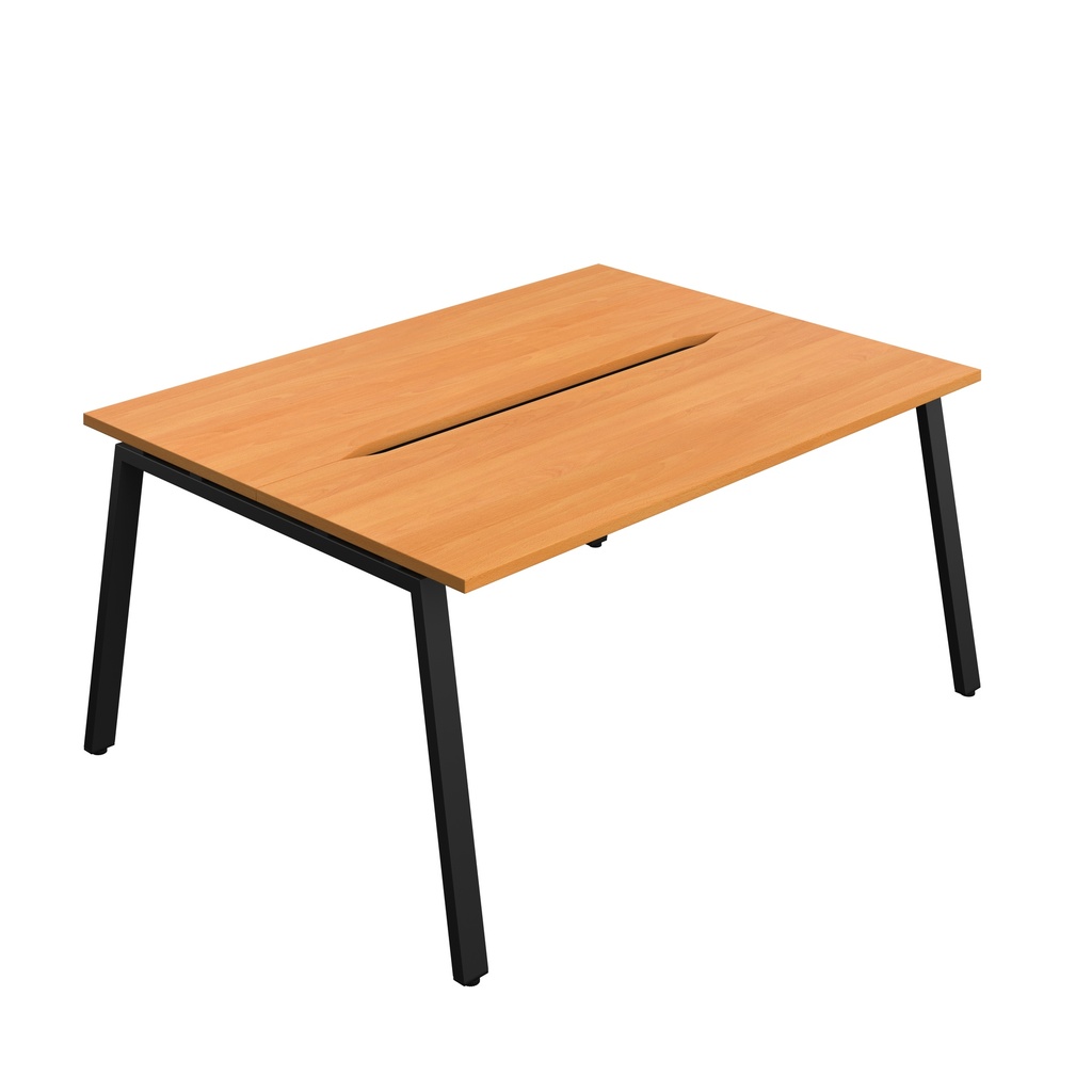 Synergy|2P Bench Desk|Cut Out|A-Frame|1600X700|Beech-Black