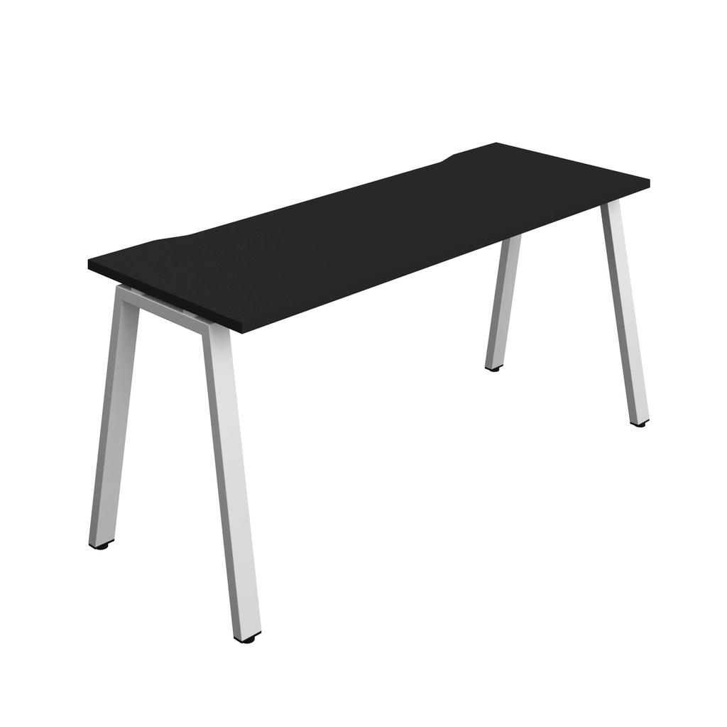 Synergy Bench With Cut Out: 1 Person (Fsc) | A-Frame Leg | 1600 X 700 | Black/Silver