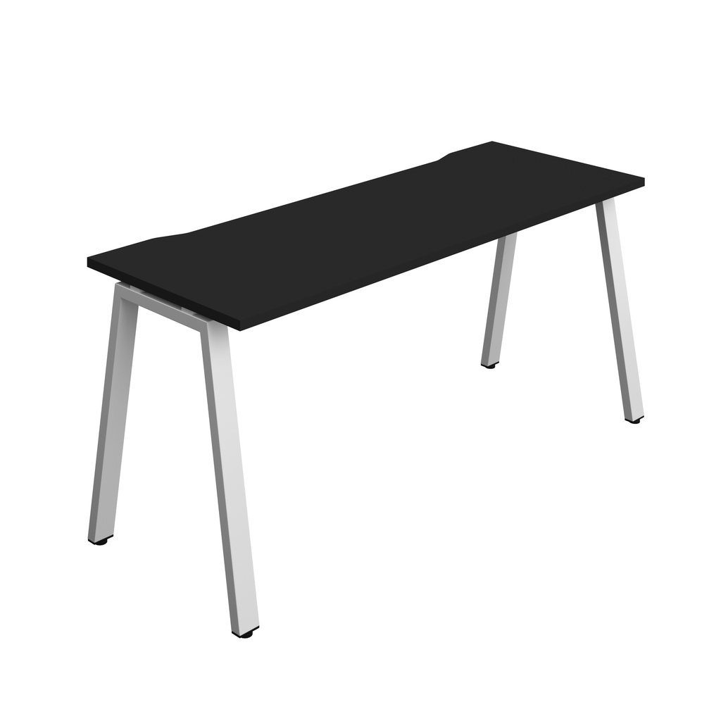 Synergy|1P Bench Desk|Cut Out|A-Frame|1600X700|Black-Silver