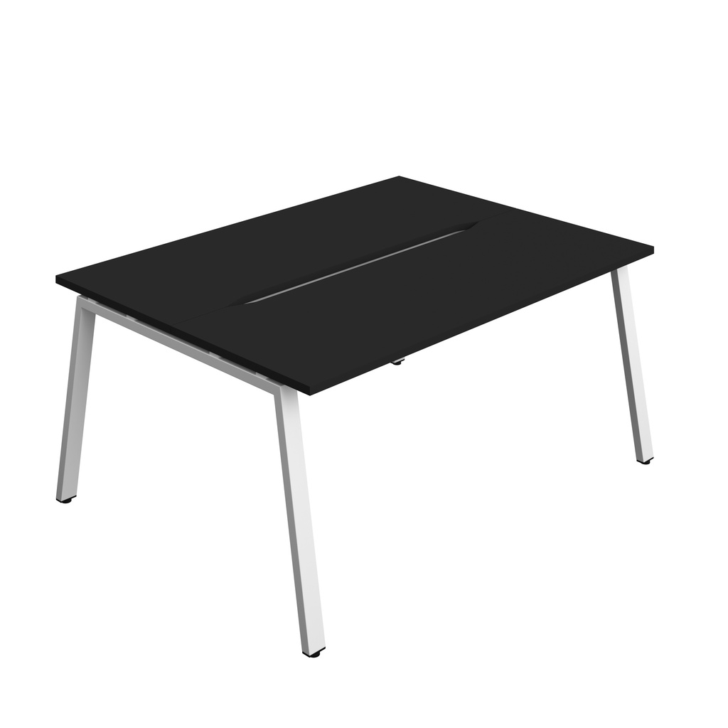 Synergy|2P Bench Desk|Cut Out|A-Frame|1600X700|Black-White