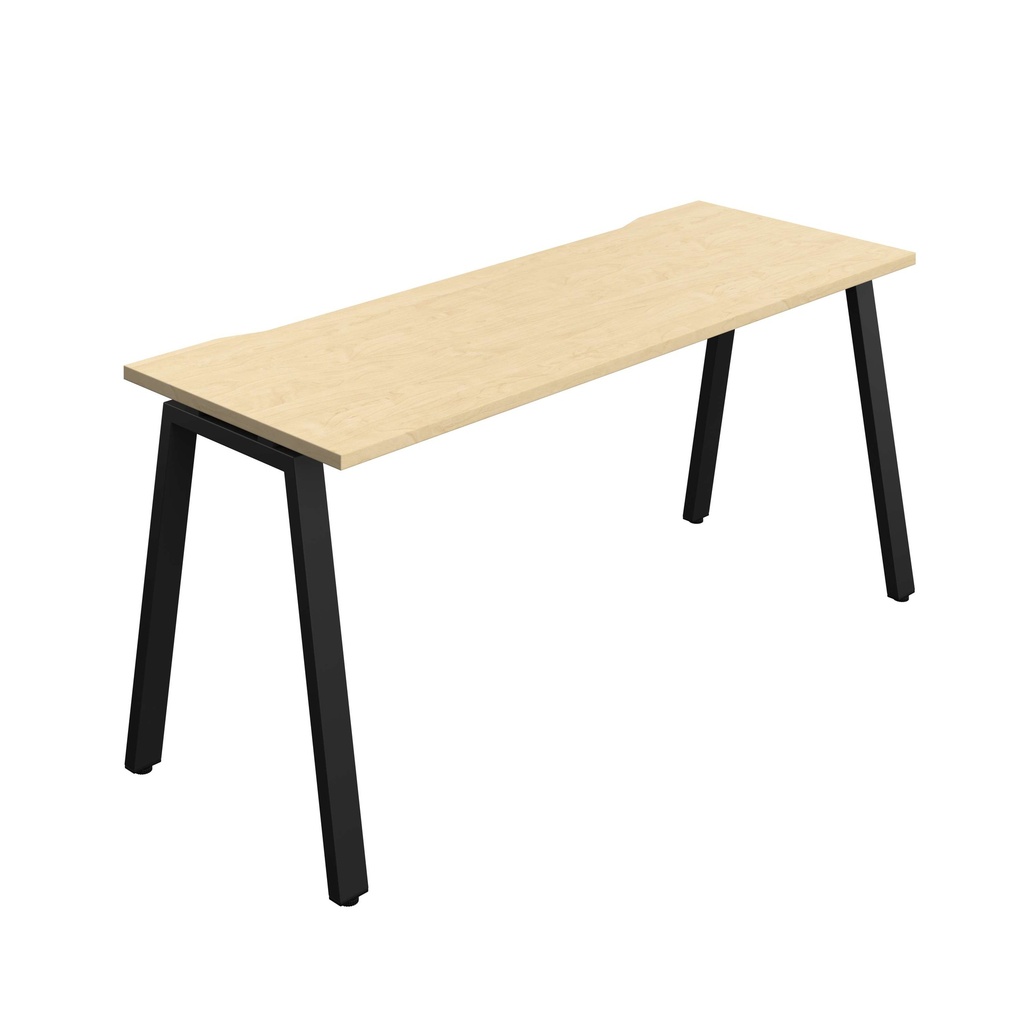 Synergy Bench With Cut Out: 1 Person (Fsc) | A-Frame Leg | 1600 X 700 | Maple/Black