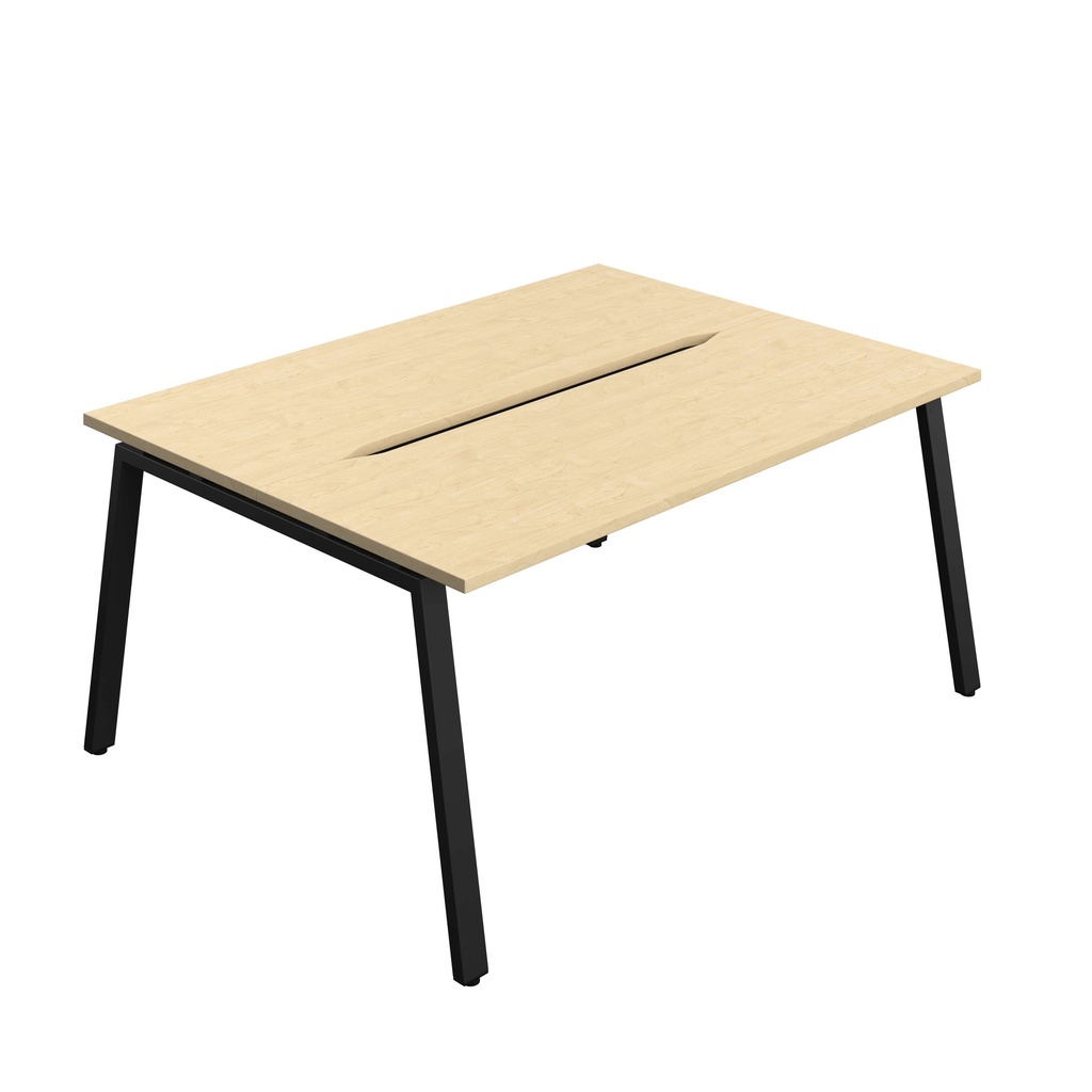 Synergy Bench With Cut Out: 2 Person (Fsc) | A-Frame Leg | 1600 X 700 | Maple/Black