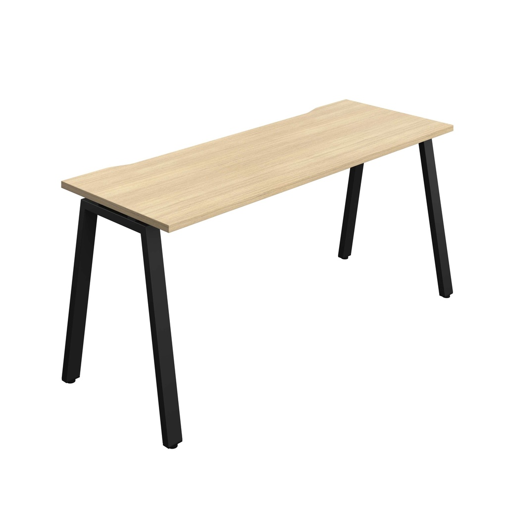 Synergy Bench With Cut Out: 1 Person (Fsc) | A-Frame Leg | 1600 X 700 | Nova Oak/Black