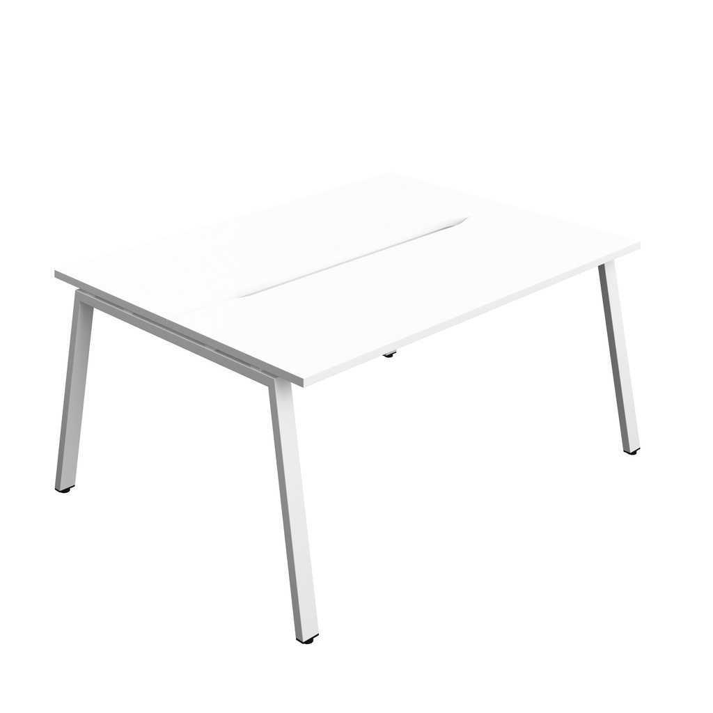 Synergy|2P Bench Desk|Cut Out|A-Frame|1600X700|White-White