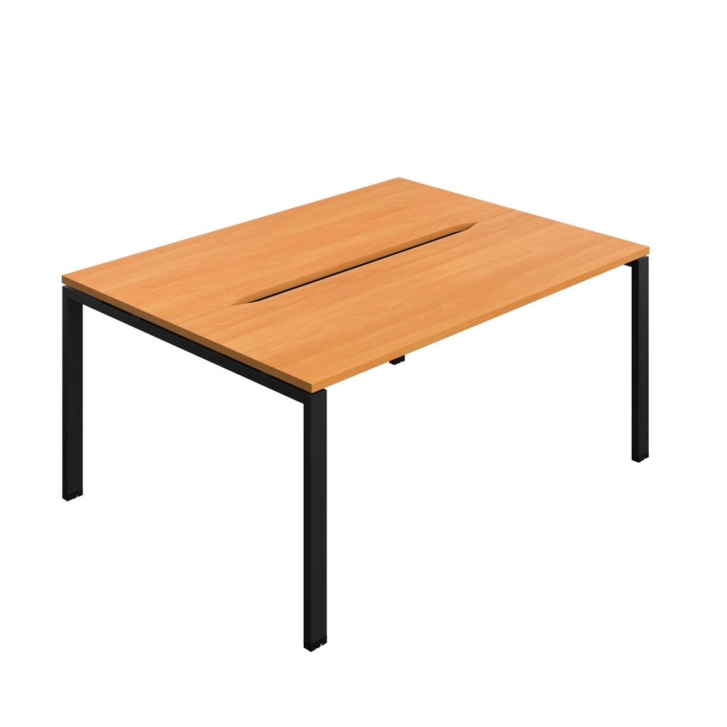Synergy Bench With Cut Out: 2 Person (Fsc) | Goal Post Leg | 1600 X 700 | Beech/Black