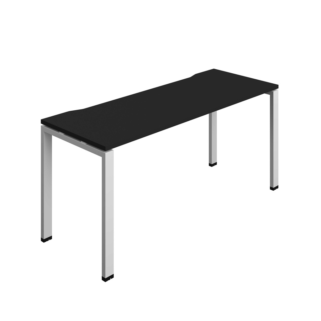Synergy Bench With Cut Out: 1 Person (Fsc) | Goal Post Leg | 1600 X 700 | Black/Silver