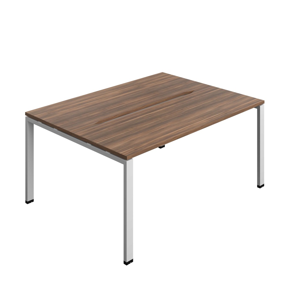 Synergy Bench With Cut Out: 2 Person (Fsc) | Goal Post Leg | 1600 X 700 | Dark Walnut/Silver