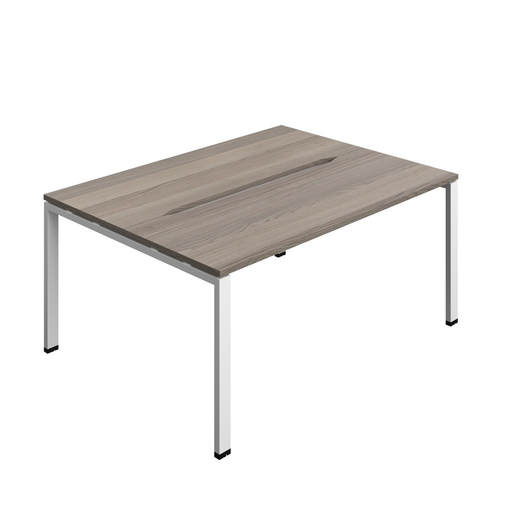 Synergy Bench With Cut Out: 2 Person (Fsc) | Goal Post Leg | 1600 X 700 | Grey Oak/White