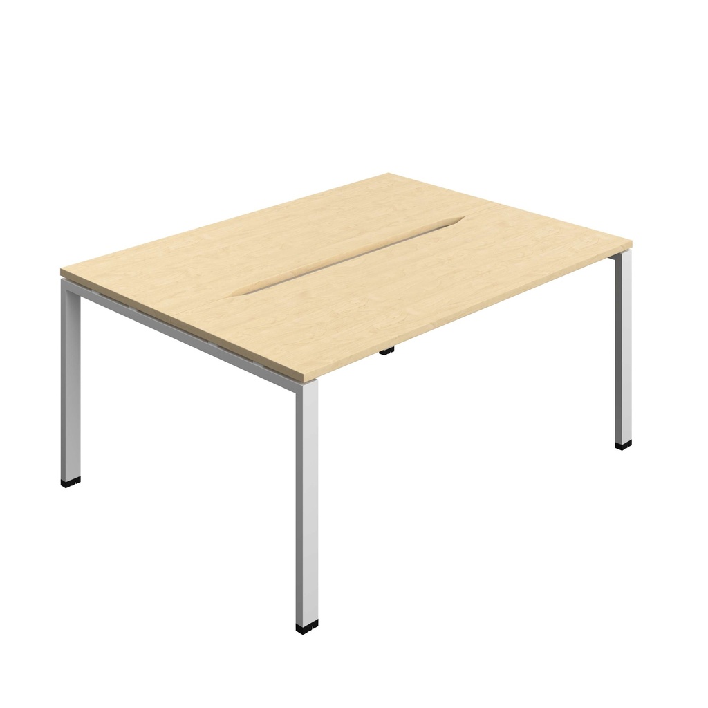 Synergy Bench With Cut Out: 2 Person (Fsc) | Goal Post Leg | 1600 X 700 | Maple/Silver