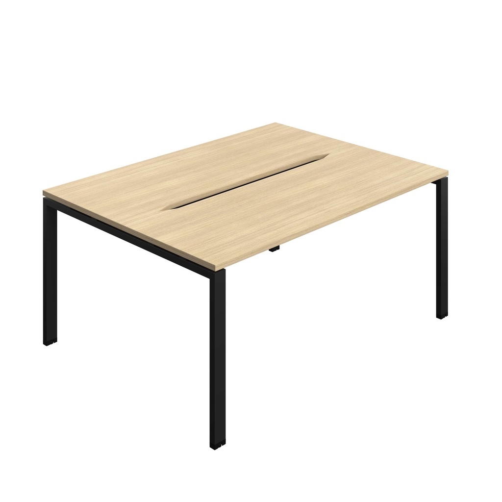 Synergy Bench With Cut Out: 2 Person (Fsc) | Goal Post Leg | 1600 X 700 | Nova Oak/Black