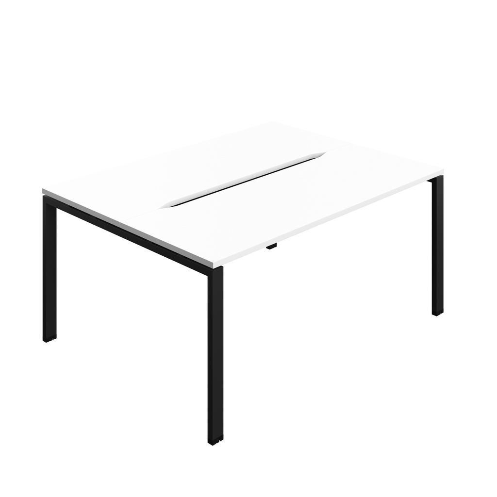 Synergy Bench With Cut Out: 2 Person (Fsc) | Goal Post Leg | 1600 X 700 | White/Black