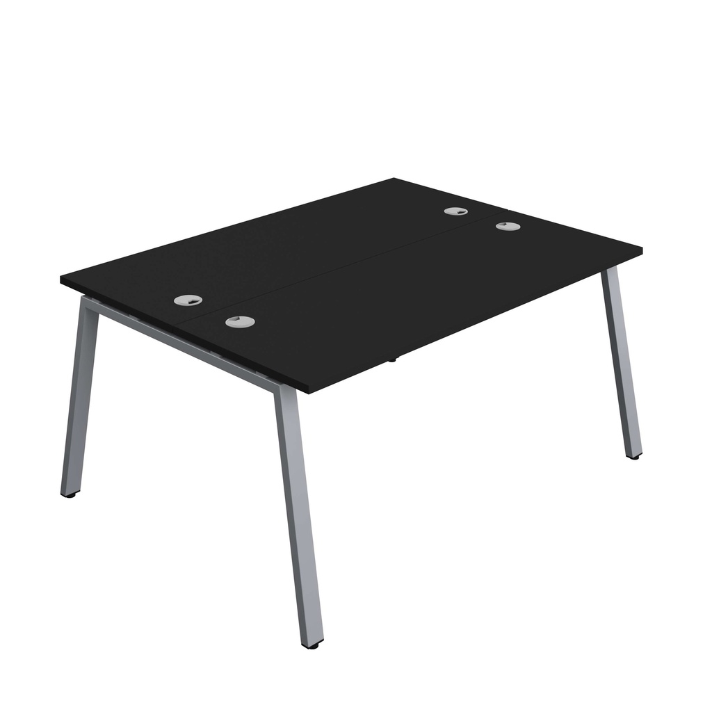Synergy Bench With Cable Ports: 2 Person (Fsc) | A-Frame Leg | 1600 X 700 | Black/Silver