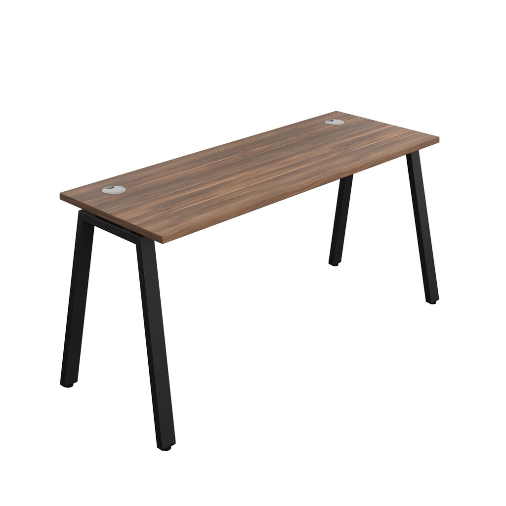Synergy Bench With Cable Ports: 1 Person (Fsc) | A-Frame Leg | 1600 X 700 | Dark Walnut/Black