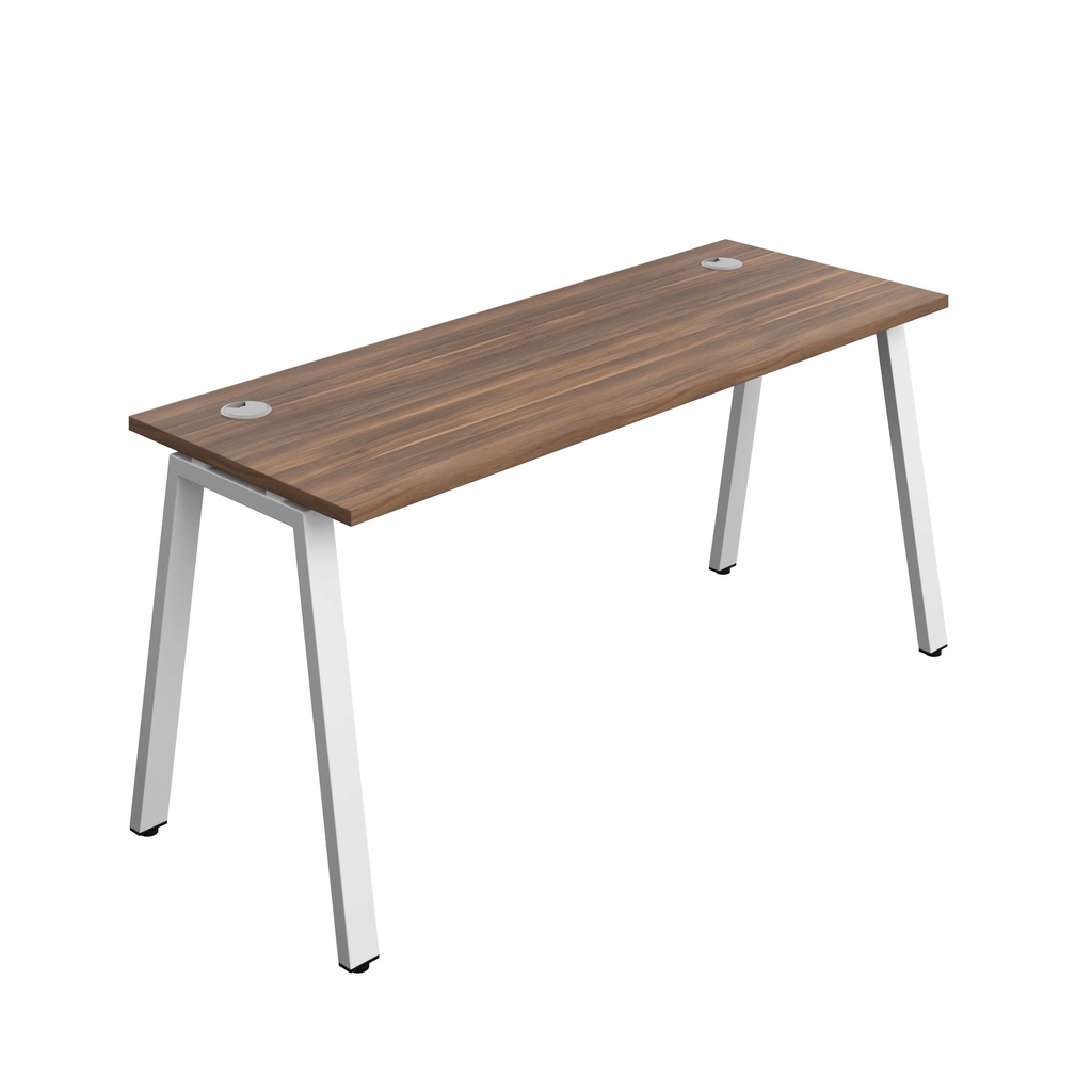 Synergy Bench With Cable Ports: 1 Person (Fsc) | A-Frame Leg | 1600 X 700 | Dark Walnut/White