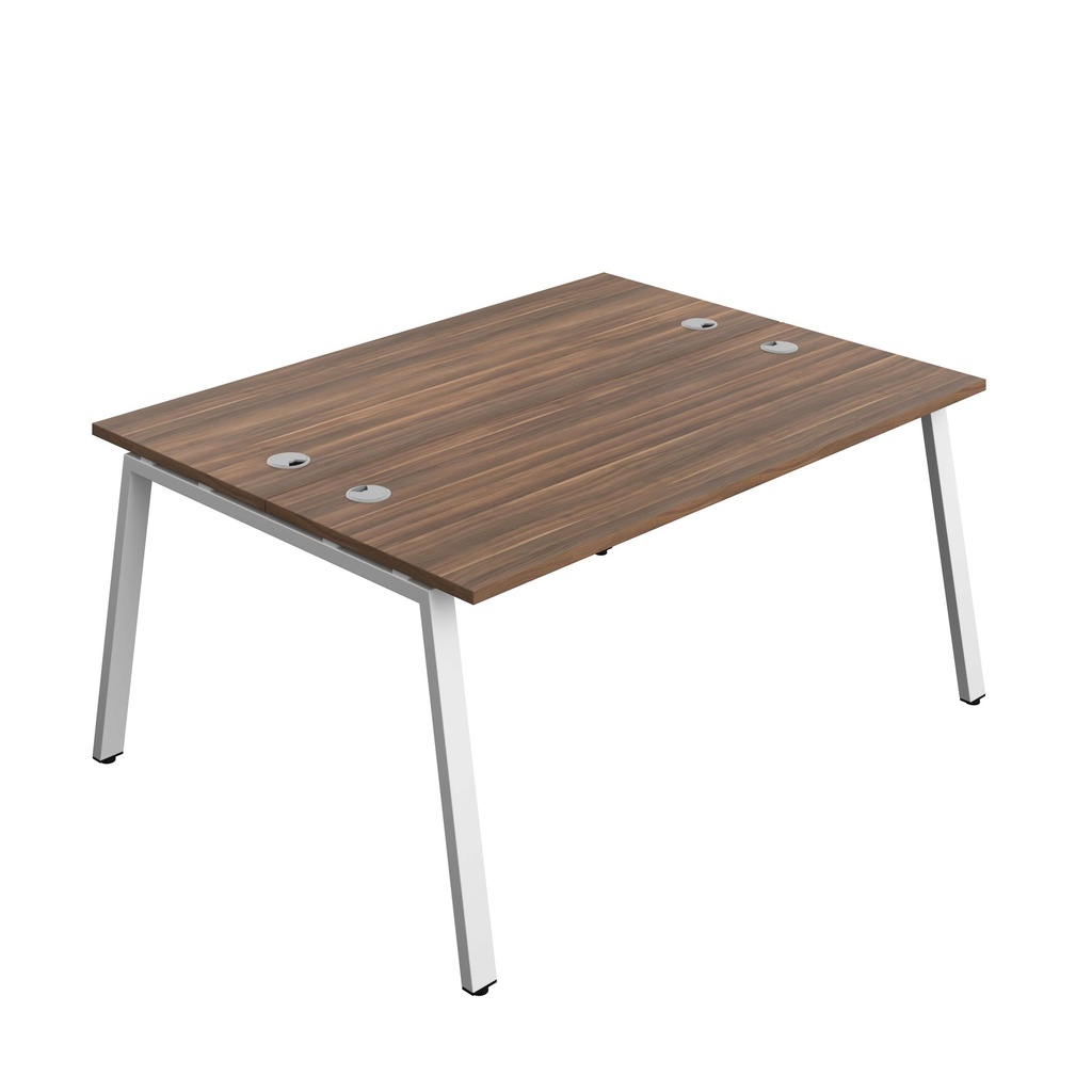 Synergy Bench With Cable Ports: 2 Person (Fsc) | A-Frame Leg | 1600 X 700 | Dark Walnut/White