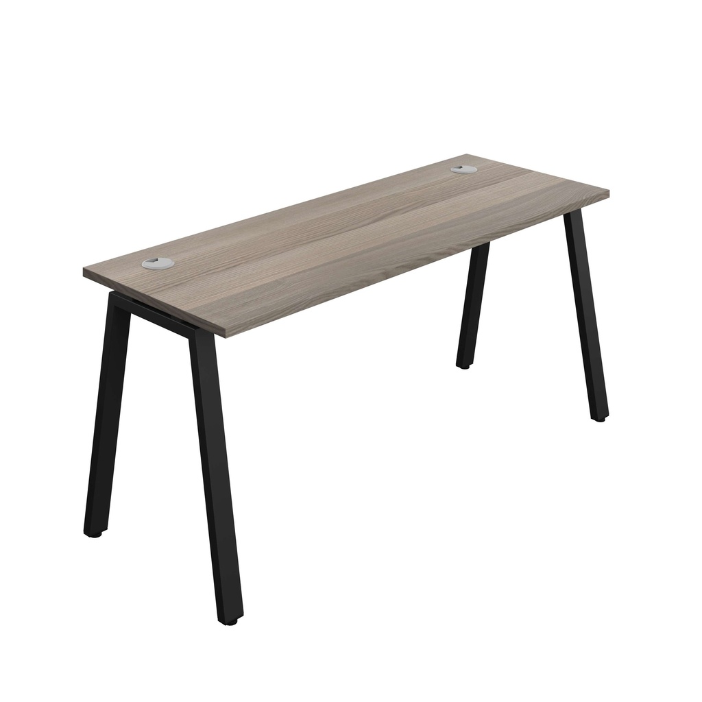 Synergy Bench With Cable Ports: 1 Person (Fsc) | A-Frame Leg | 1600 X 700 | Grey Oak/Black