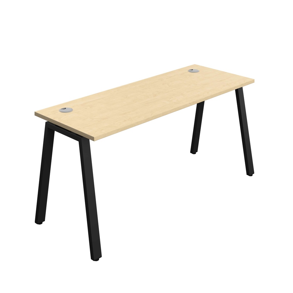Synergy Bench With Cable Ports: 1 Person (Fsc) | A-Frame Leg | 1600 X 700 | Maple/Black