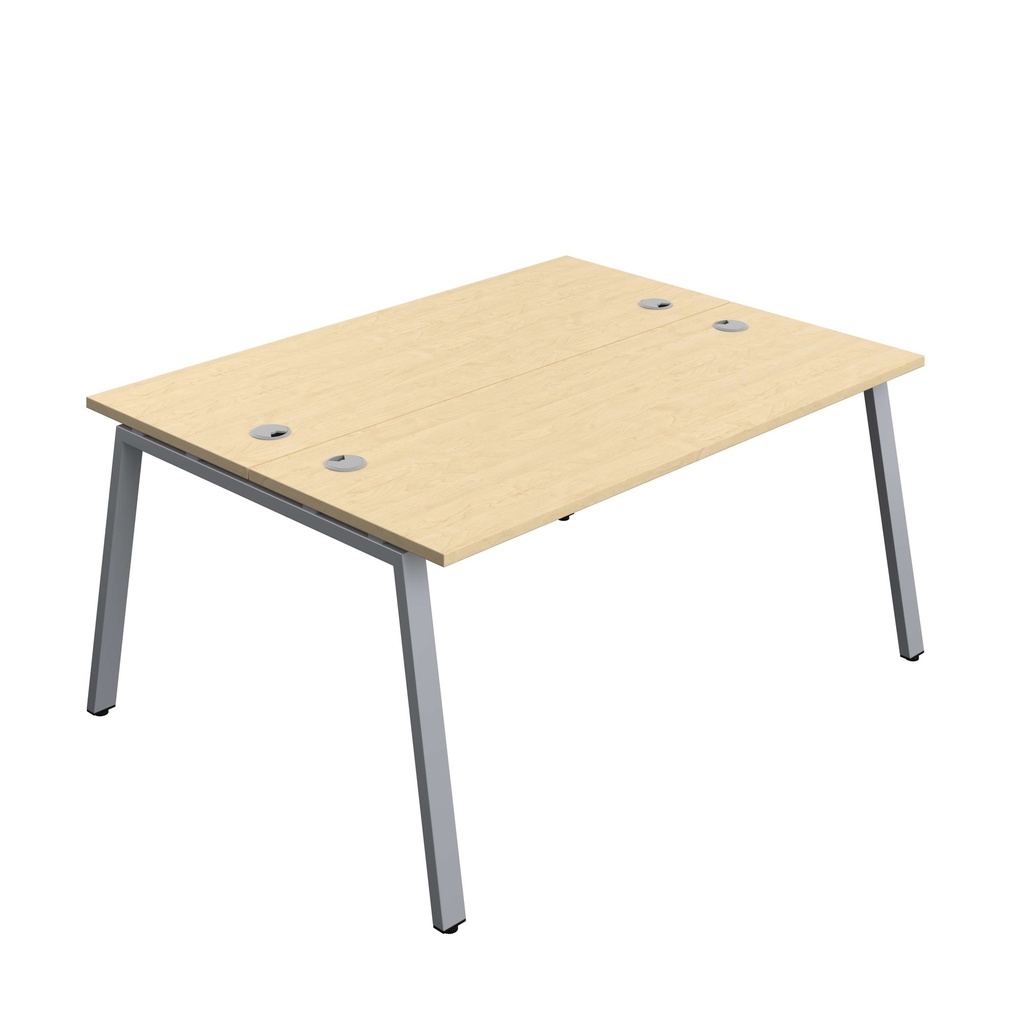 Synergy Bench With Cable Ports: 2 Person (Fsc) | A-Frame Leg | 1600 X 700 | Maple/Silver