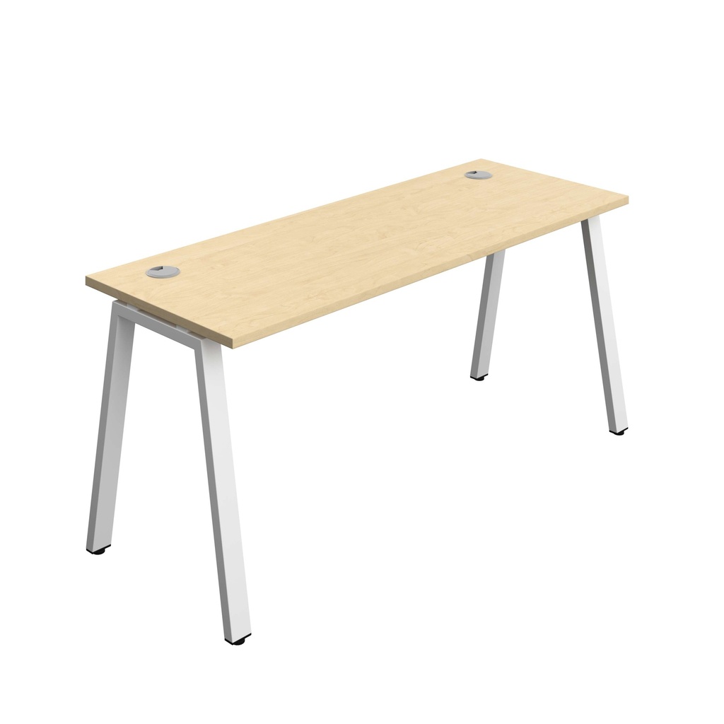 Synergy Bench With Cable Ports: 1 Person (Fsc) | A-Frame Leg | 1600 X 700 | Maple/White