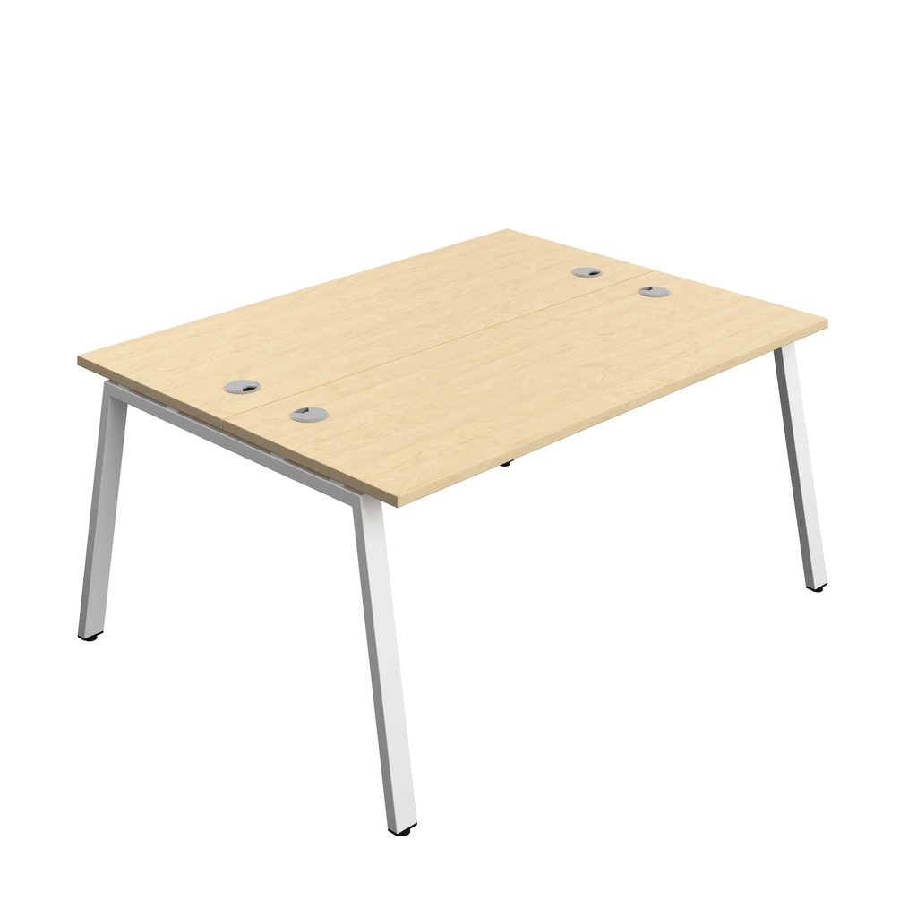 Synergy Bench With Cable Ports: 2 Person (Fsc) | A-Frame Leg | 1600 X 700 | Maple/White
