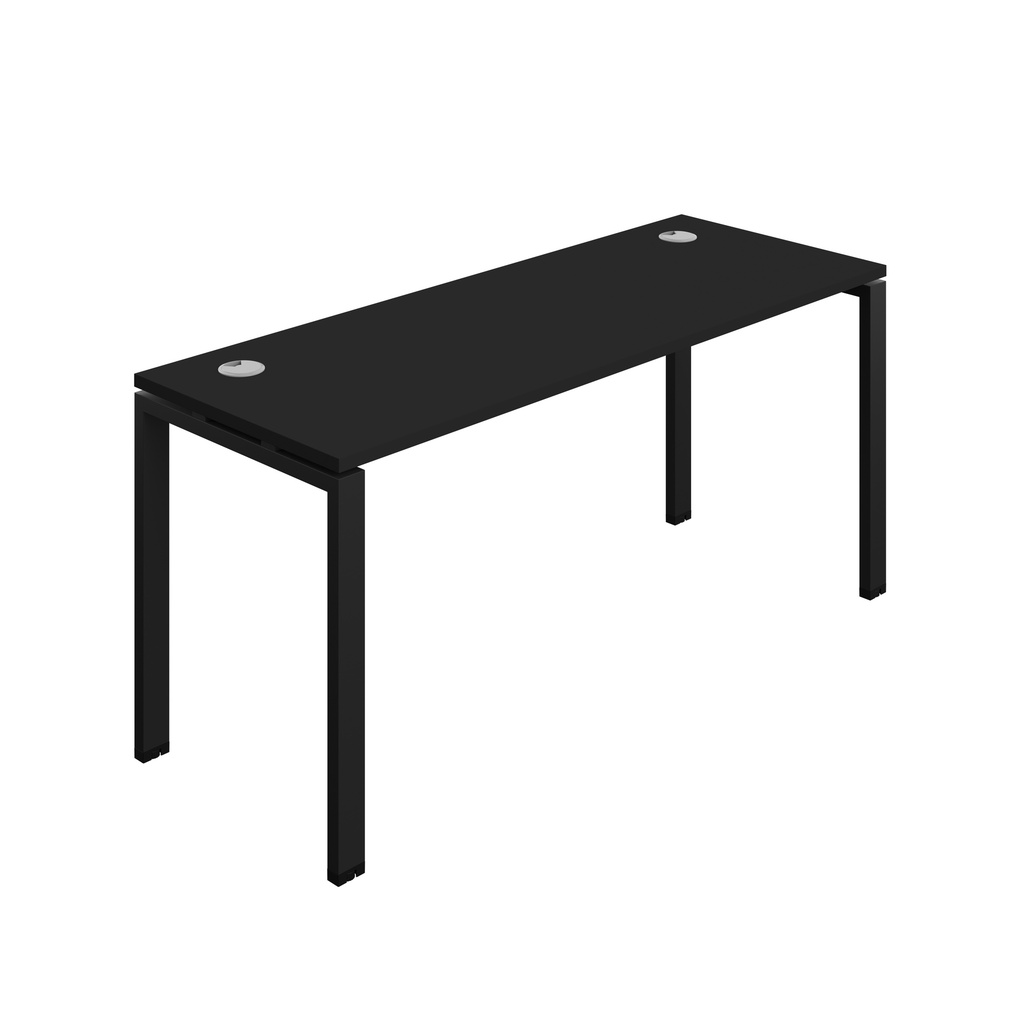 Synergy|1P Bench Desk|Cable Ports|Goal Post|1600X700|Black-Black
