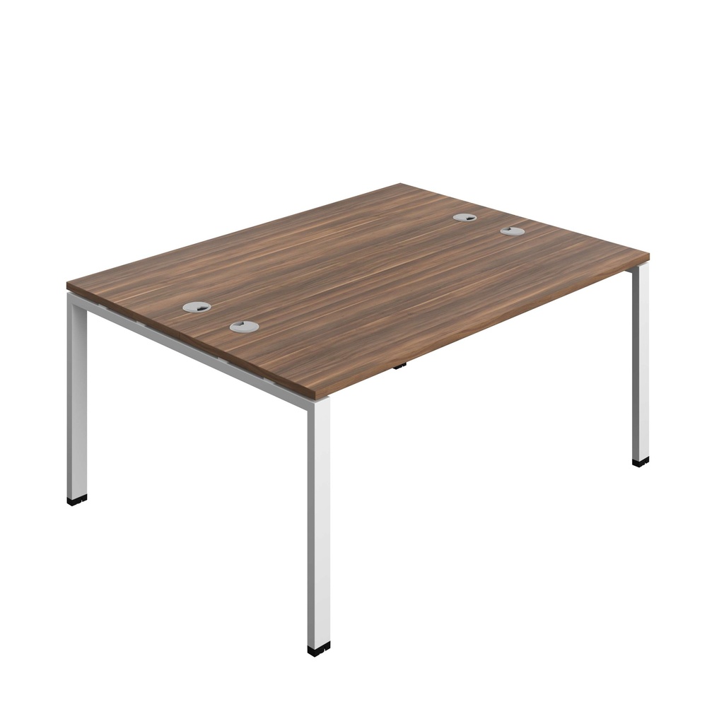 Synergy Bench With Cable Ports: 2 Person (Fsc) | Goal Post Leg | 1600 X 700 | Dark Walnut/White