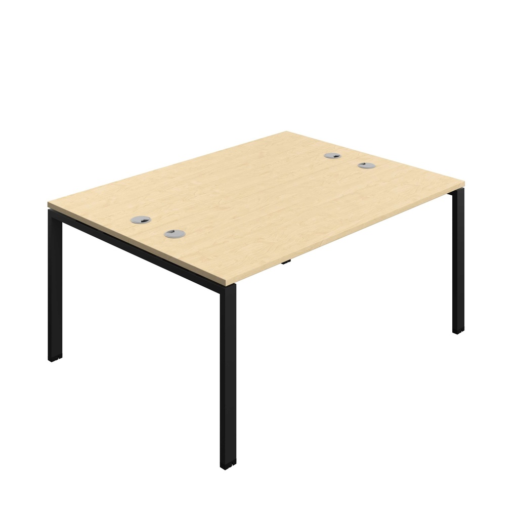 Synergy Bench With Cable Ports: 2 Person (Fsc) | Goal Post Leg | 1600 X 700 | Maple/Black