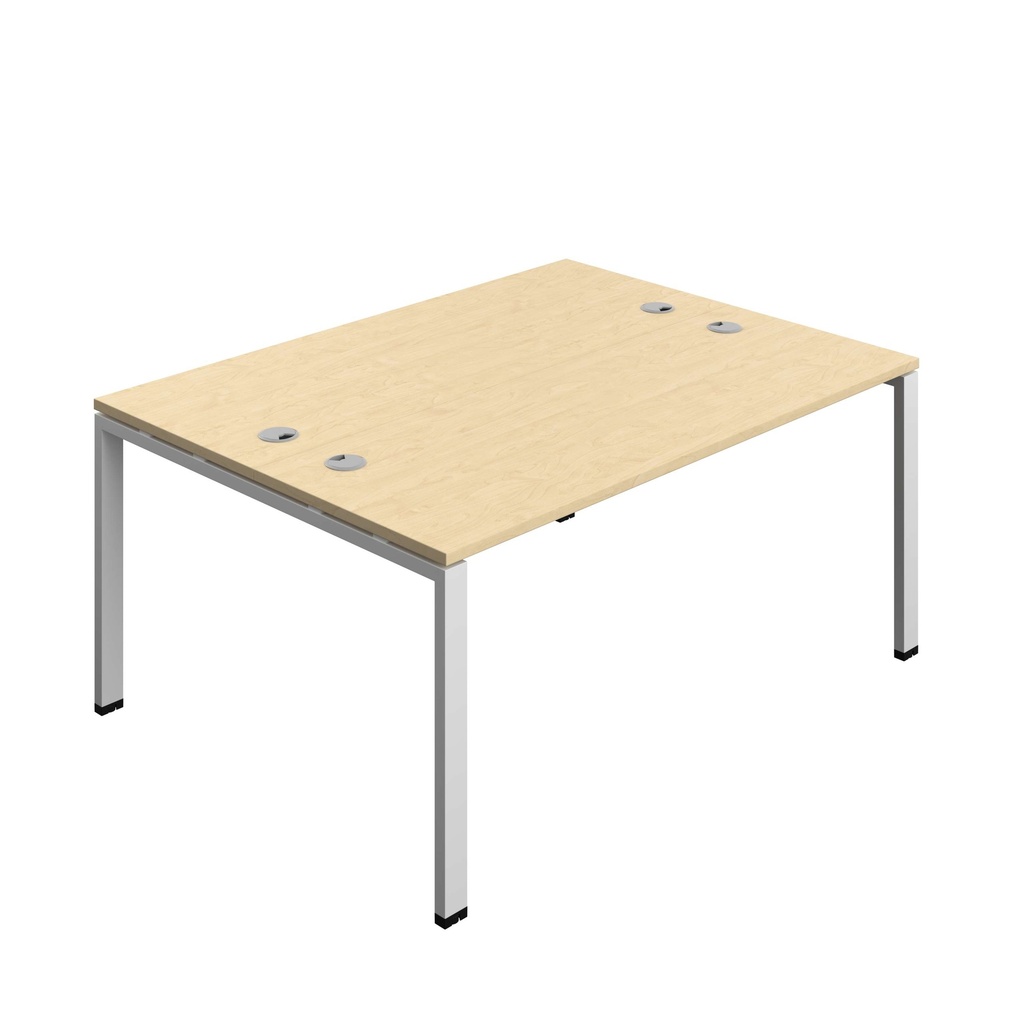 Synergy Bench With Cable Ports: 2 Person (Fsc) | Goal Post Leg | 1600 X 700 | Maple/Silver