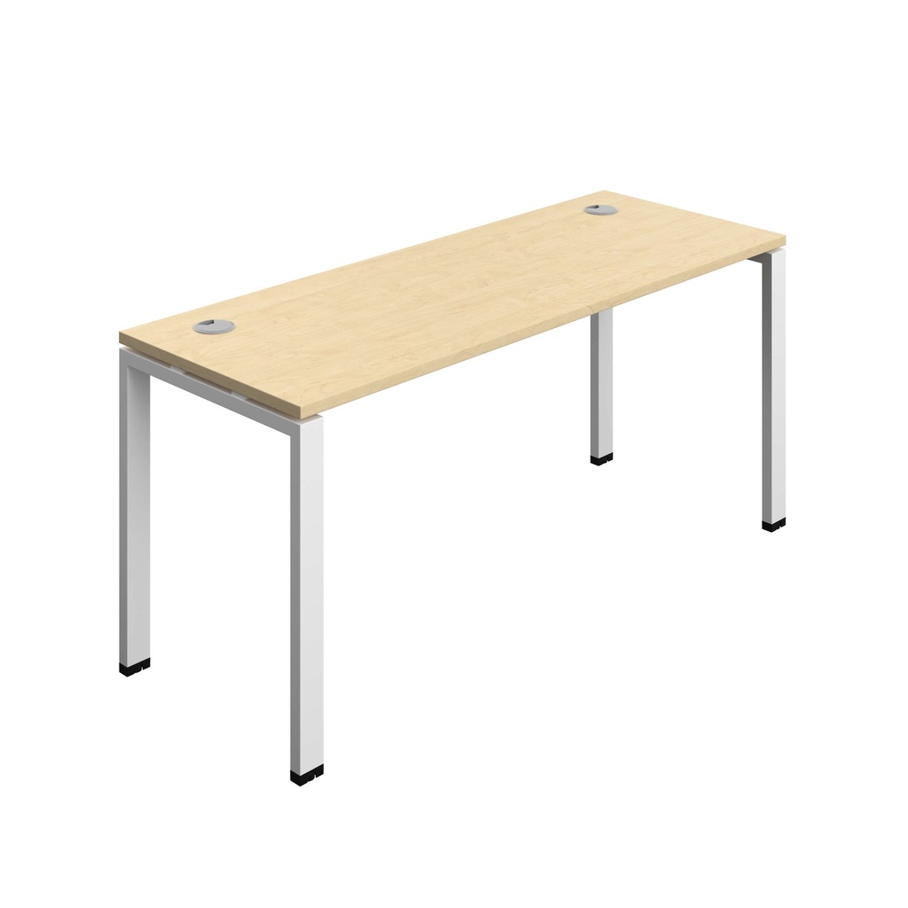 Synergy Bench With Cable Ports: 1 Person (Fsc) | Goal Post Leg | 1600 X 700 | Maple/White