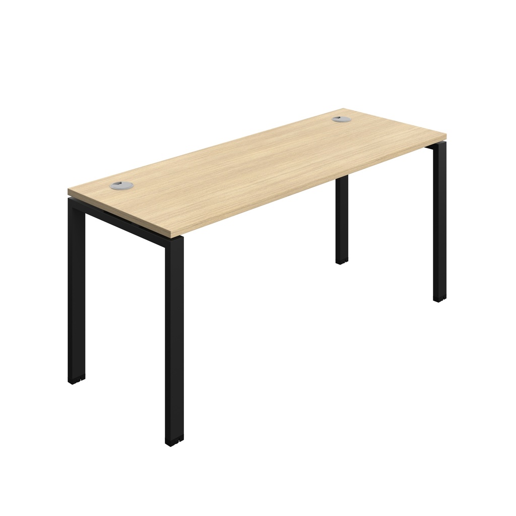 Synergy Bench With Cable Ports: 1 Person (Fsc) | Goal Post Leg | 1600 X 700 | Nova Oak/Black