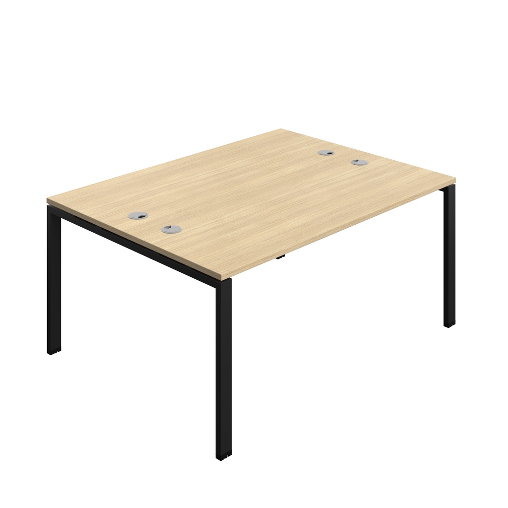 Synergy|2P Bench Desk|Cable Ports|Goal Post|1600X700|Nova Oak-Black