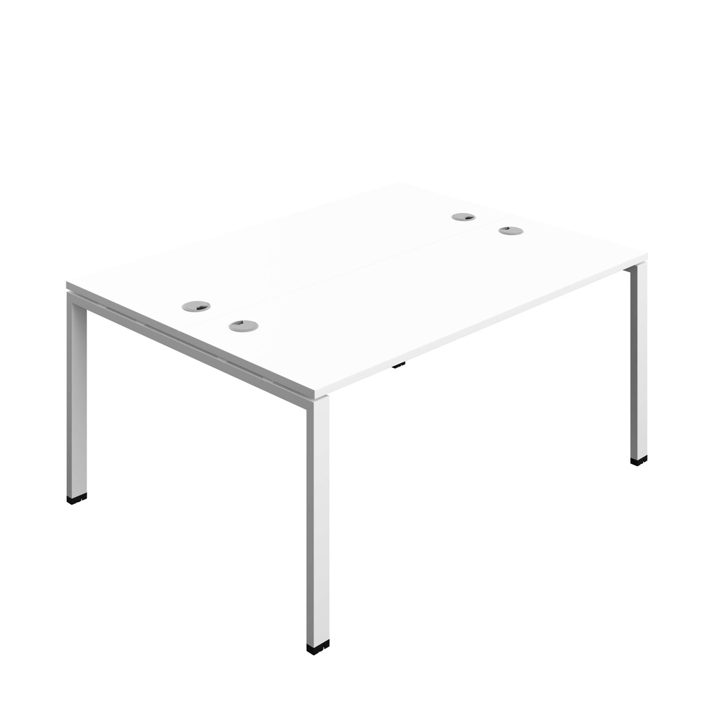 Synergy Bench With Cable Ports: 2 Person (Fsc) | Goal Post Leg | 1600 X 700 | White/White