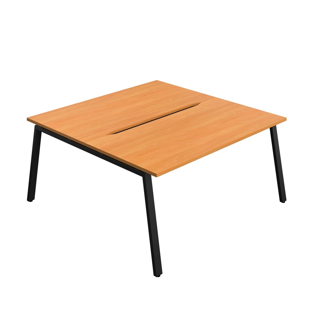 Synergy Bench With Cut Out: 2 Person (Fsc) | A-Frame Leg | 1600 X 800 | Beech/Black