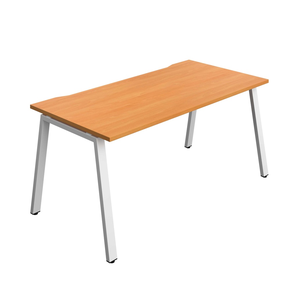 Synergy Bench With Cut Out: 1 Person (Fsc) | A-Frame Leg | 1600 X 800 | Beech/White