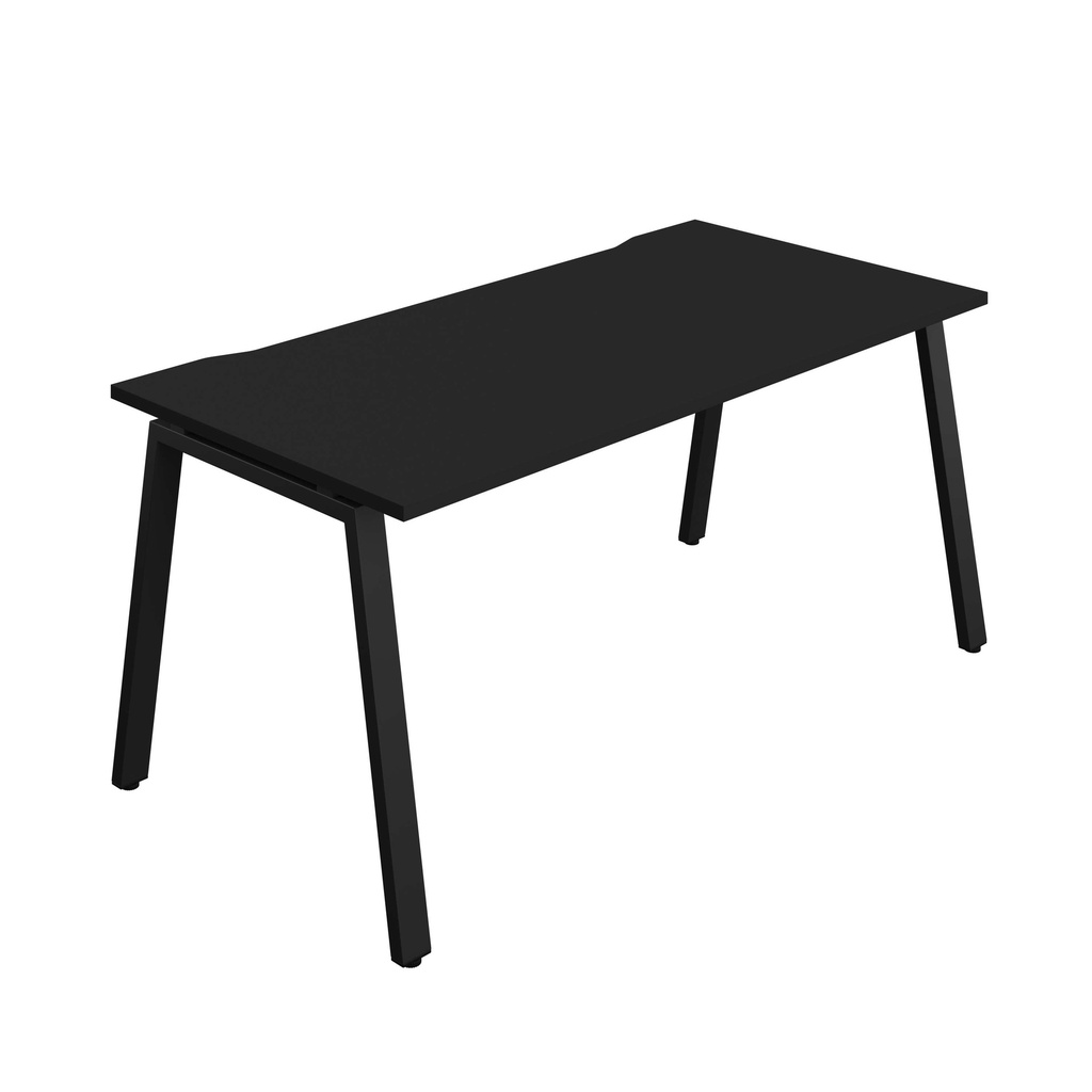 Synergy Bench With Cut Out: 1 Person (Fsc) | A-Frame Leg | 1600 X 800 | Black/Black