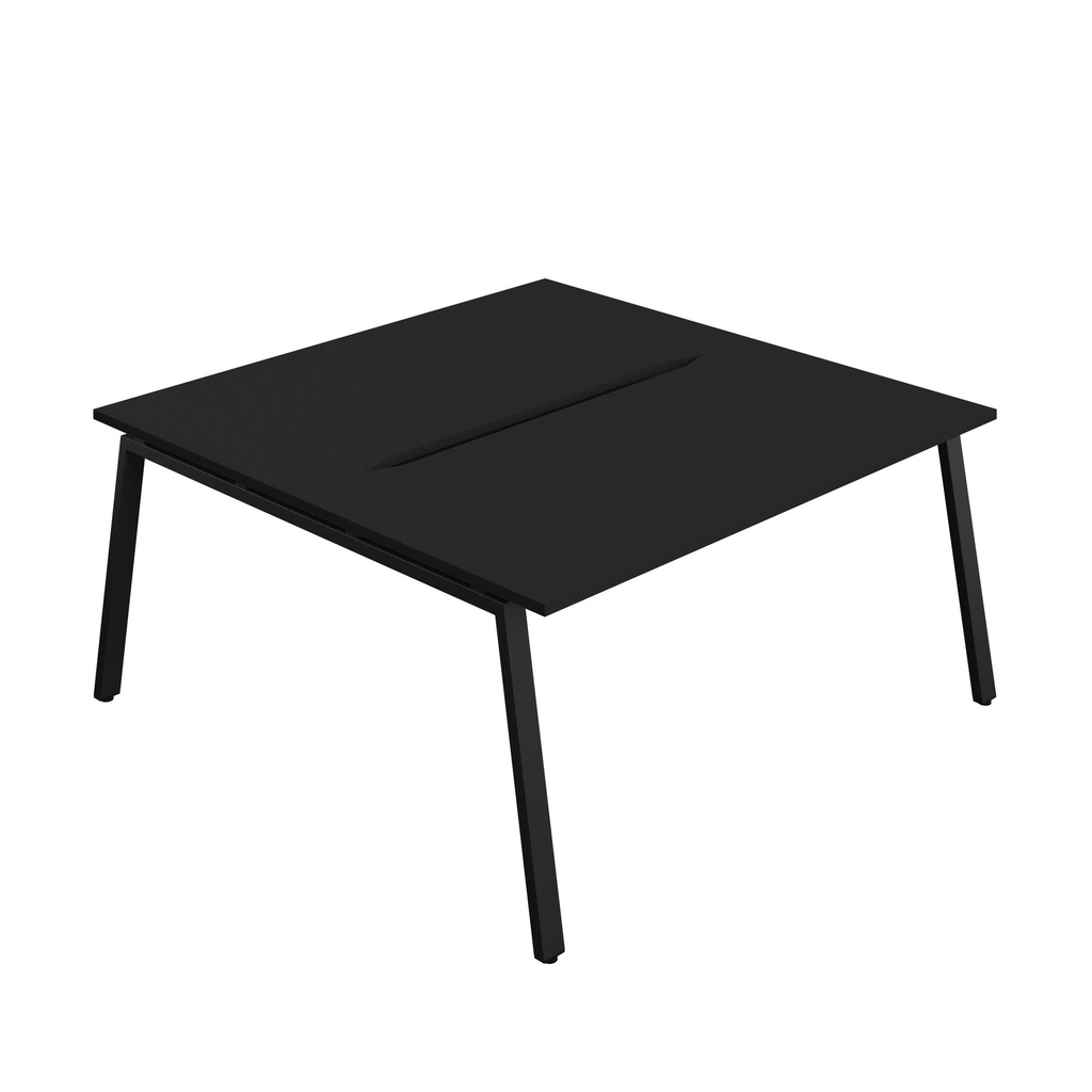 Synergy Bench With Cut Out: 2 Person (Fsc) | A-Frame Leg | 1600 X 800 | Black/Black