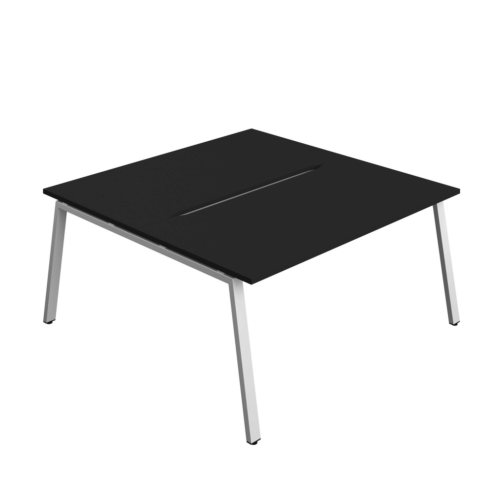 Synergy Bench With Cut Out: 2 Person (Fsc) | A-Frame Leg | 1600 X 800 | Black/Silver