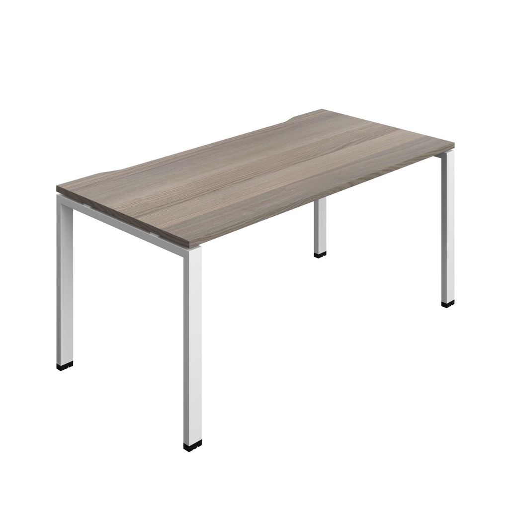 Synergy Bench With Cut Out: 1 Person (Fsc) | Goal Post Leg | 1600 X 800 | Grey Oak/White