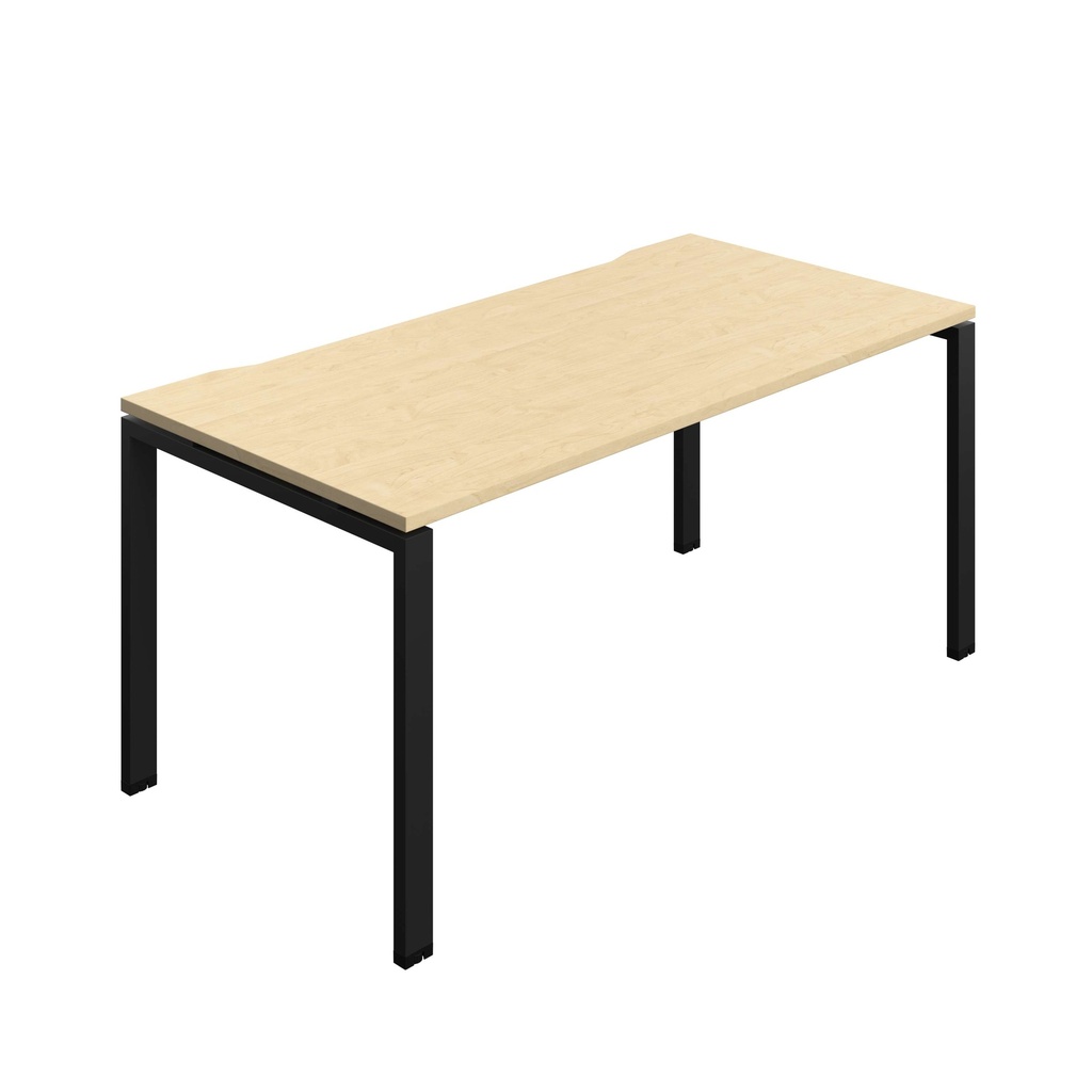 Synergy Bench With Cut Out: 1 Person (Fsc) | Goal Post Leg | 1600 X 800 | Maple/Black