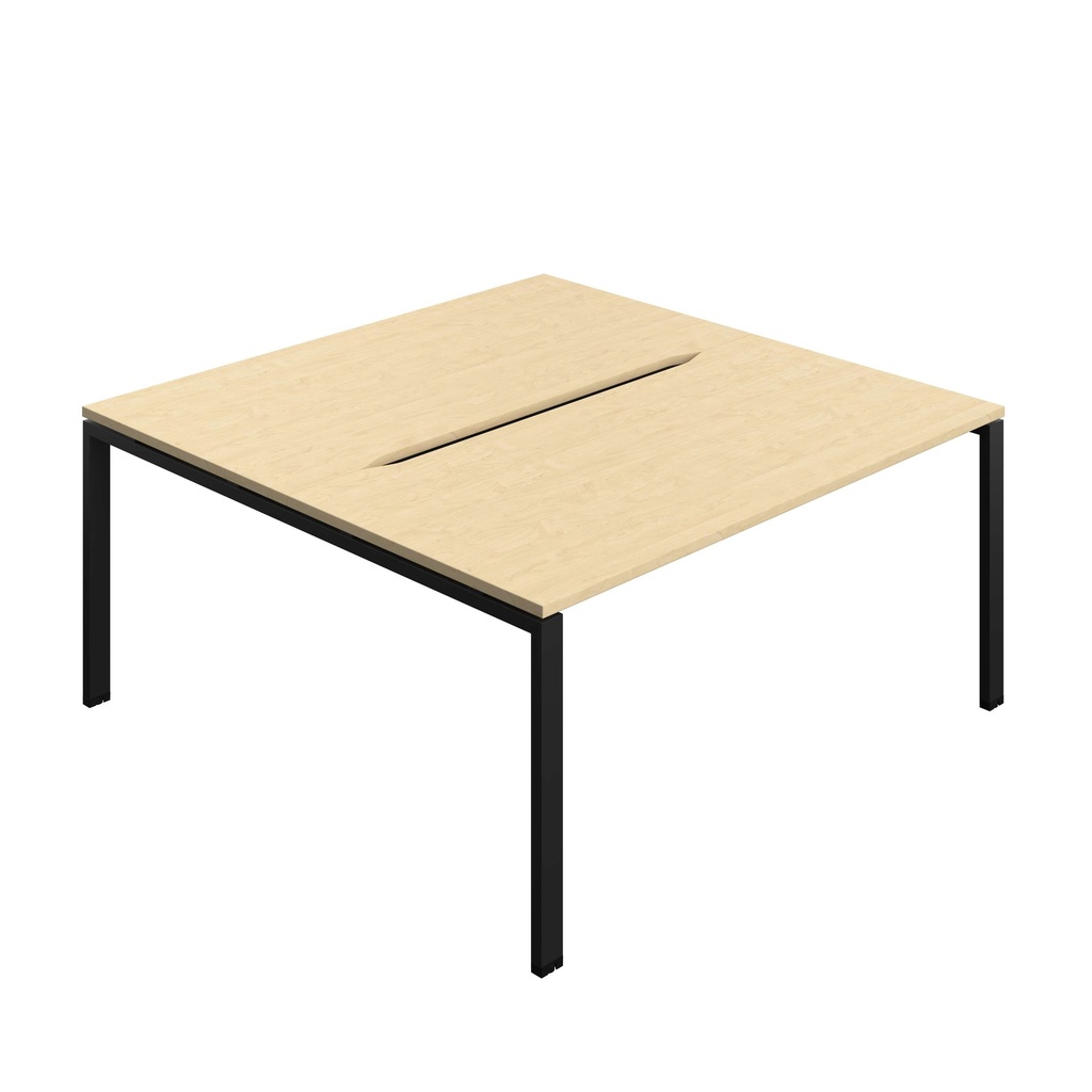 Synergy Bench With Cut Out: 2 Person (Fsc) | Goal Post Leg | 1600 X 800 | Maple/Black