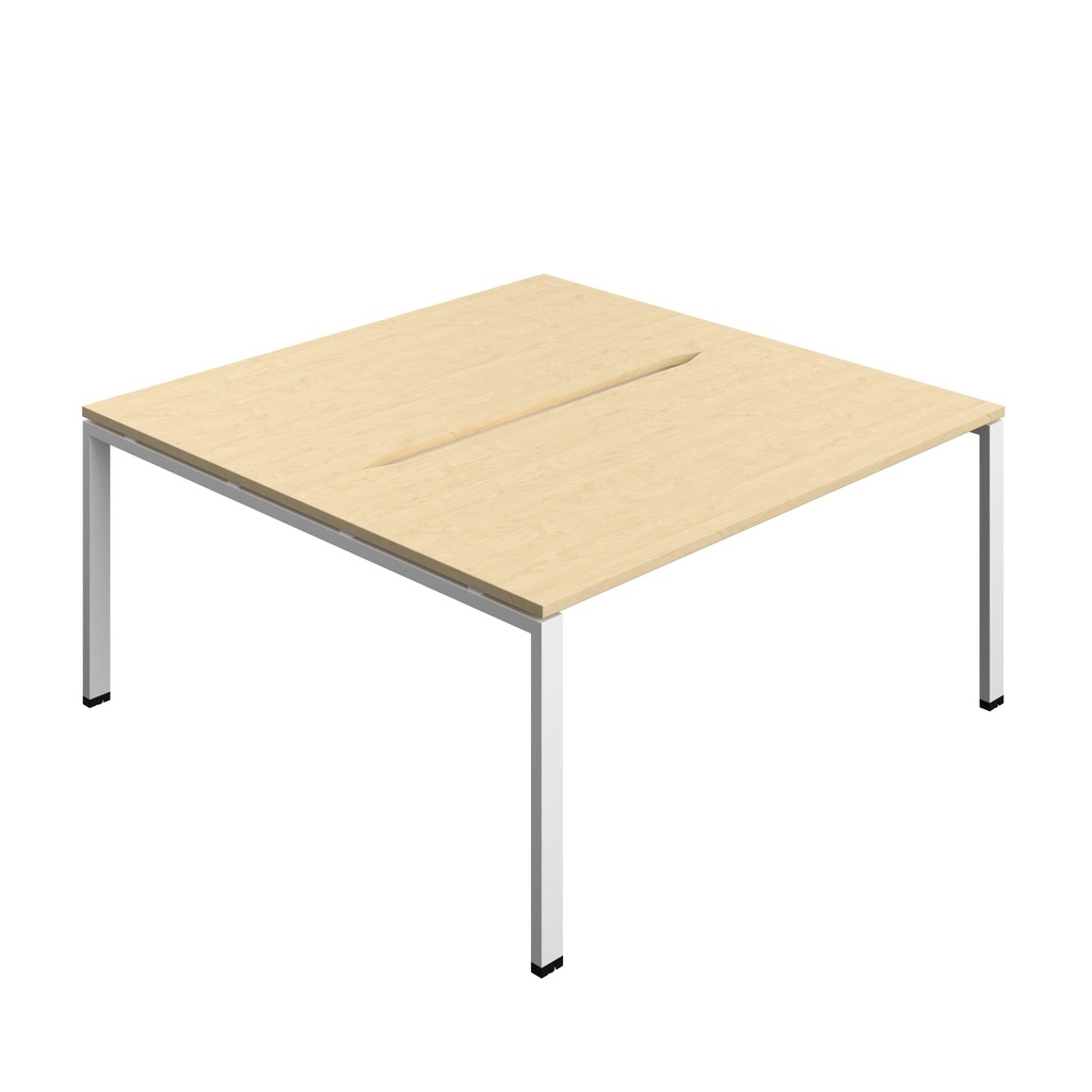 Synergy Bench With Cut Out: 2 Person (Fsc) | Goal Post Leg | 1600 X 800 | Maple/White
