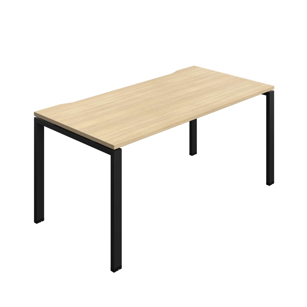 Synergy Bench With Cut Out: 1 Person (Fsc) | Goal Post Leg | 1600 X 800 | Nova Oak/Black