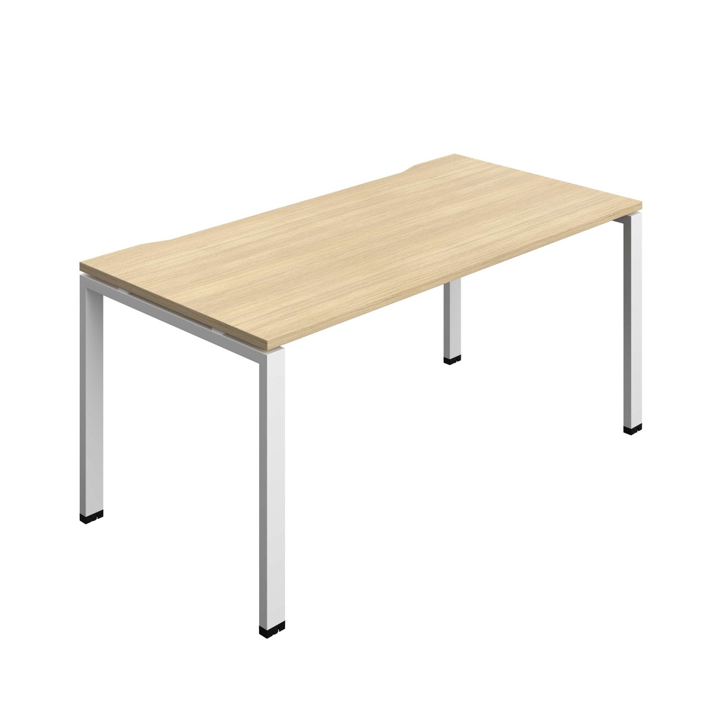 Synergy Bench With Cut Out: 1 Person (Fsc) | Goal Post Leg | 1600 X 800 | Nova Oak/White