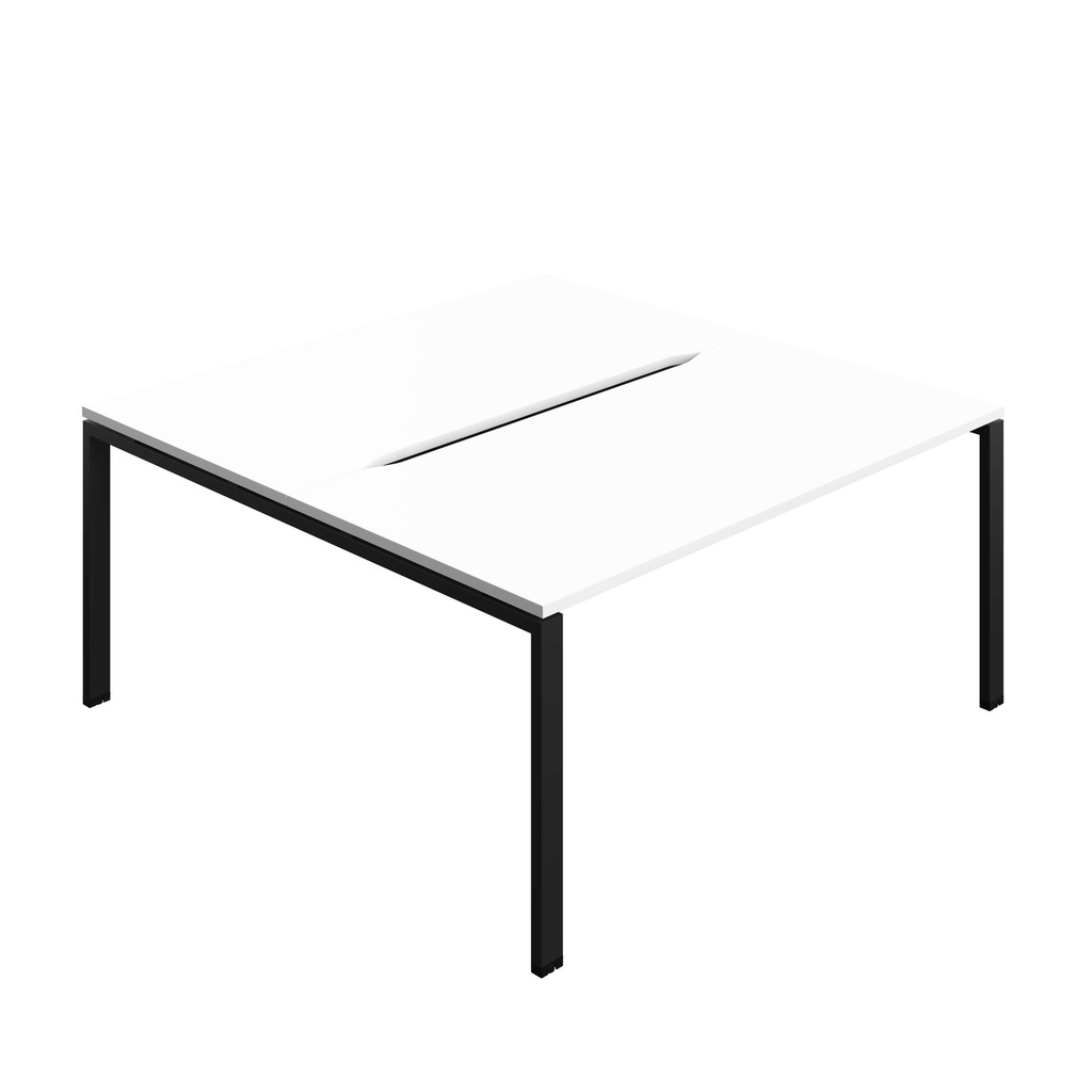 Synergy Bench With Cut Out: 2 Person (Fsc) | Goal Post Leg | 1600 X 800 | White/Black