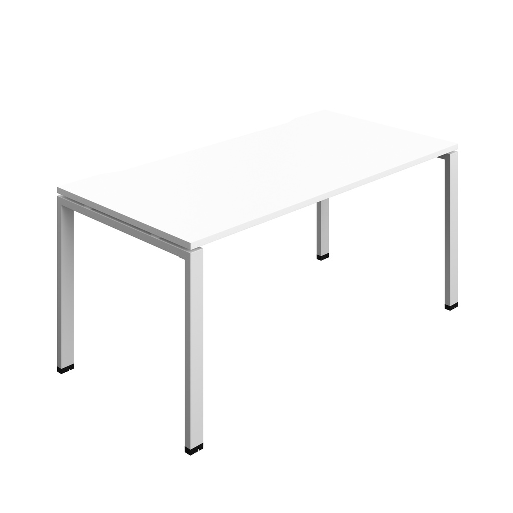 Synergy Bench With Cut Out: 1 Person (Fsc) | Goal Post Leg | 1600 X 800 | White/Silver