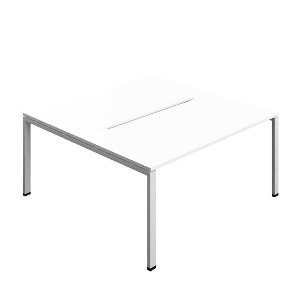 Synergy Bench With Cut Out: 2 Person (Fsc) | Goal Post Leg | 1600 X 800 | White/Silver