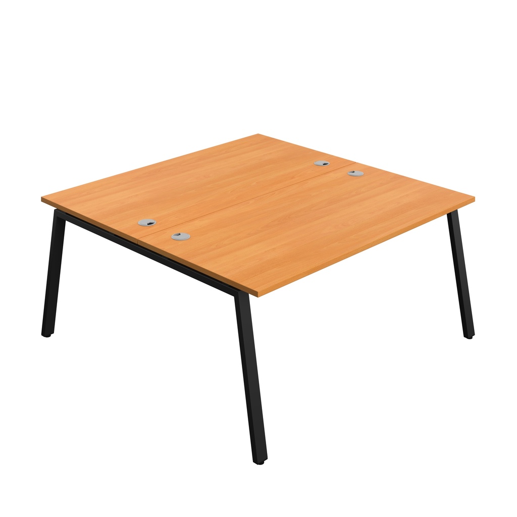 Synergy Bench With Cable Ports: 2 Person (Fsc) | A-Frame Leg | 1600 X 800 | Beech/Black