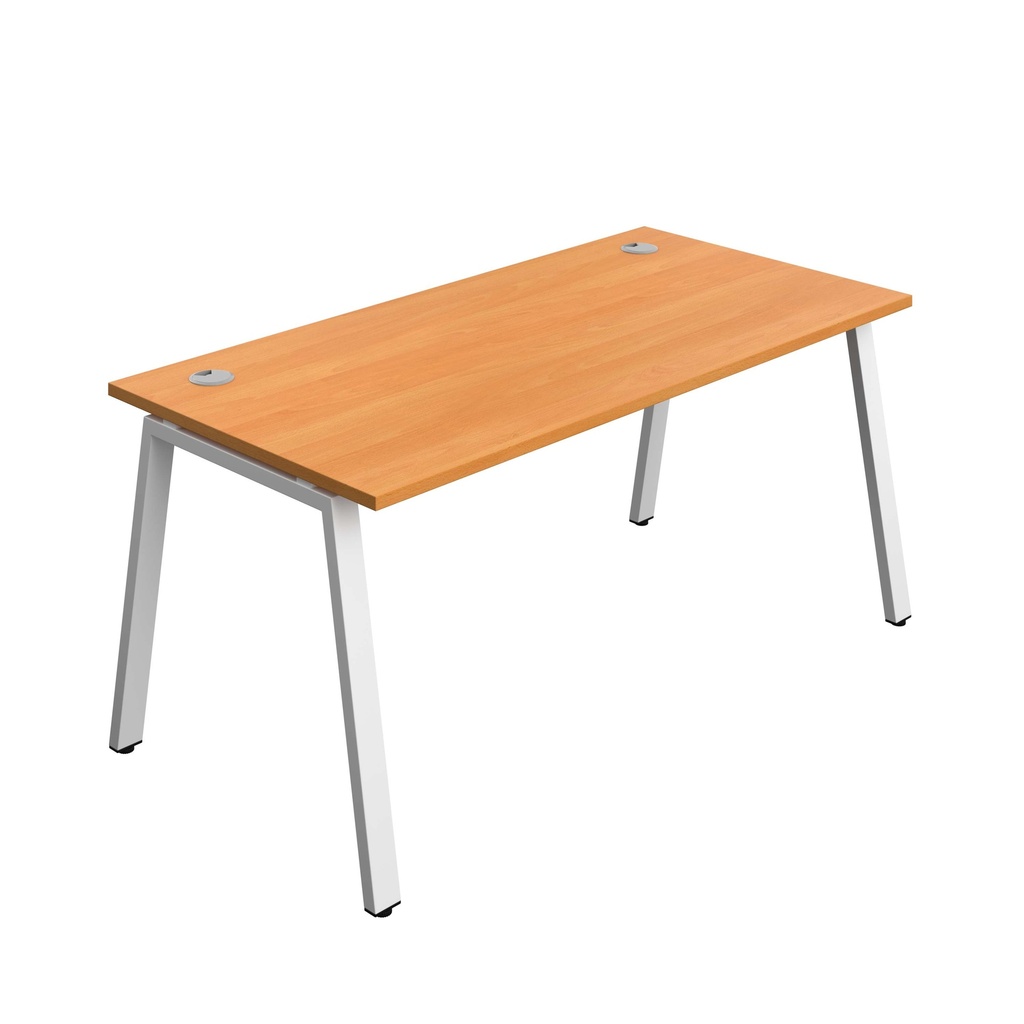 Synergy Bench With Cable Ports: 1 Person (Fsc) | A-Frame Leg | 1600 X 800 | Beech/White